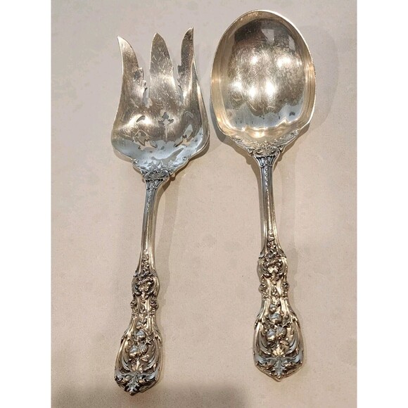 Beautiful Reed & Barton Francis 1st Fork & Spoon Salad Set Old Marks - Picture 2 of 9